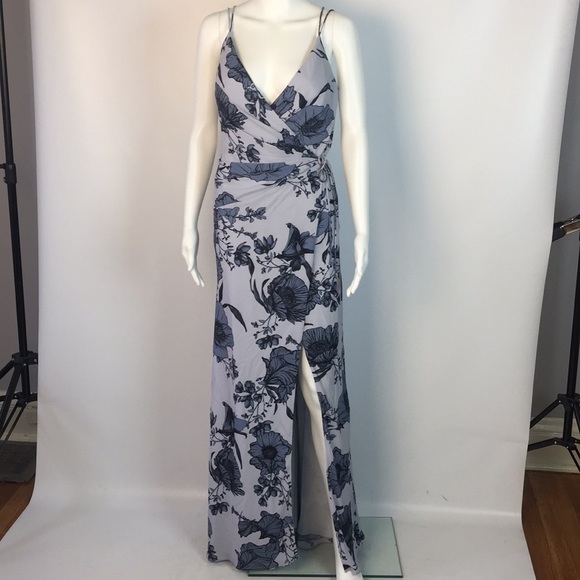 Fame and Partners Dresses & Skirts - Fame and Partners Blue Floral Wrap Maxi Dress 0